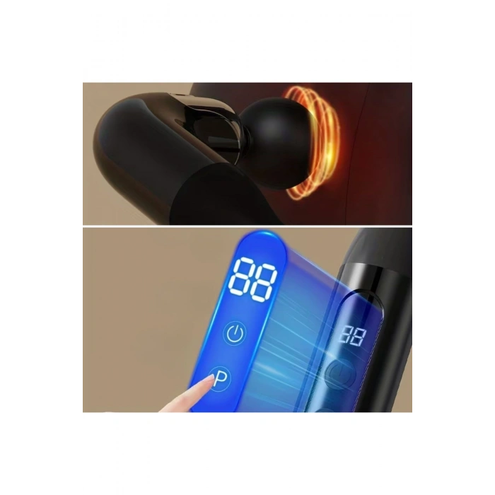 4 Farklı Başlıklı Uzun Saplı Derin Doku Masaj Tabancası, Boyun, Omuz ve Sırt için Ergonomik Saplı Ço