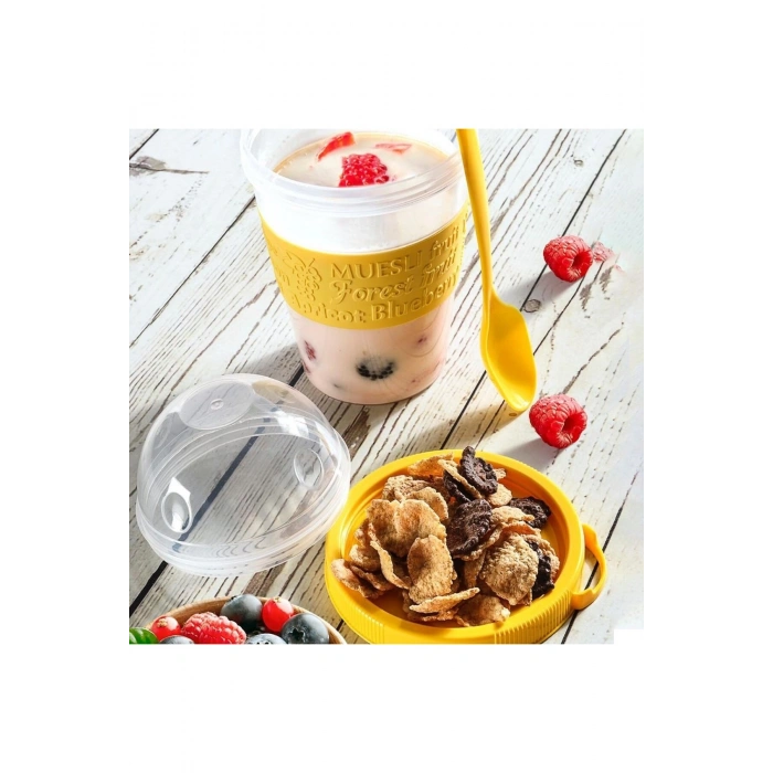 Taken Go Kapaklı Kaşıklı Pratik Taşınabilir Meyveli Yoğurt Kabı (5324)