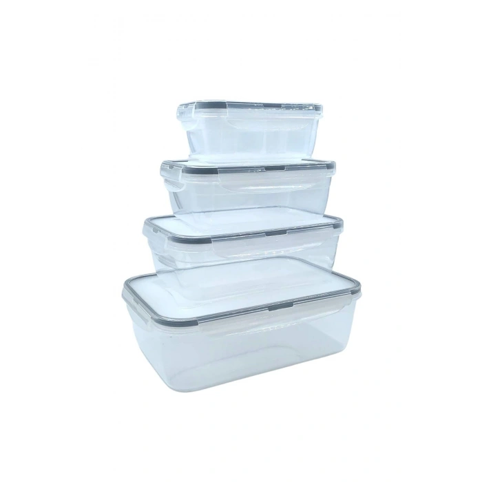 4lü İç İçe Sızdırmaz Contalı Kilitli Kapaklı Plastik Erzak Saklama Kapları LC315 (5324)