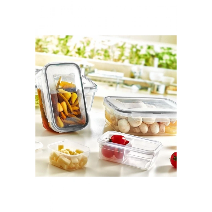 4lü İç İçe Sızdırmaz Contalı Kilitli Kapaklı Plastik Erzak Saklama Kapları LC315 (5324)