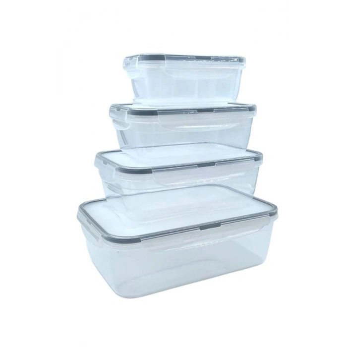 4lü İç İçe Sızdırmaz Contalı Kilitli Kapaklı Plastik Erzak Saklama Kapları LC315 (5324)