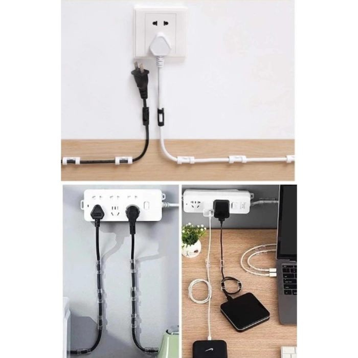 20'li Yapışkanlı Kablo Sabitleyici Şeffaf Klips (5324)