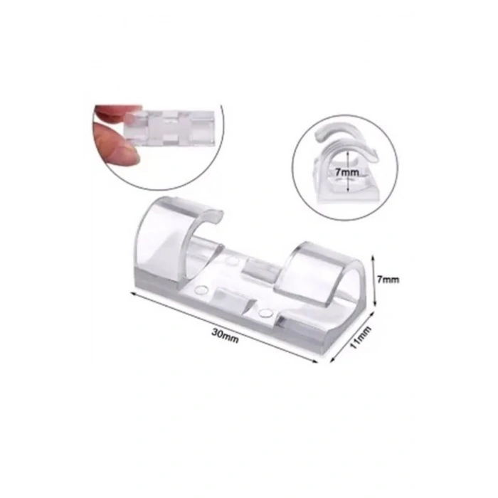 20'li Yapışkanlı Kablo Sabitleyici Şeffaf Klips (5324)