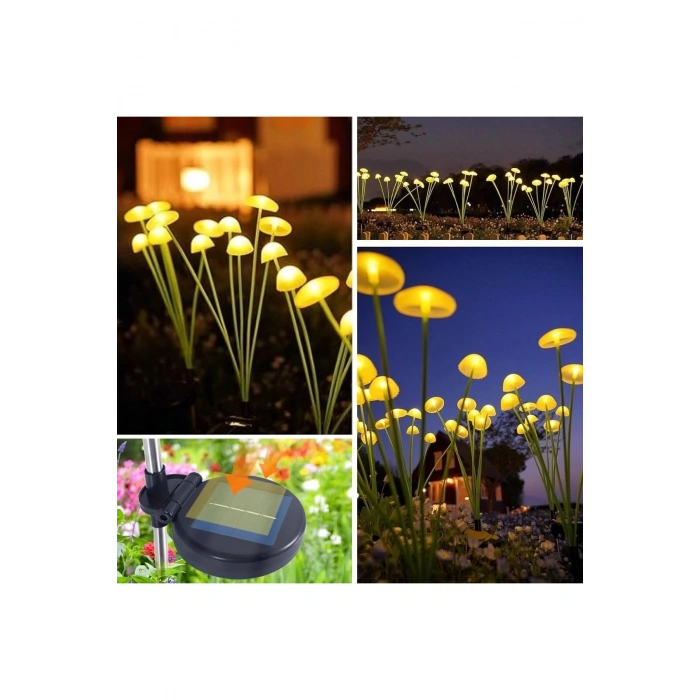 2 Adet Plastik Mantar Solar Bahçe Lambası – Güneş Enerjili LED Dış Mekan Aydınlatma, Otomatik Sensör