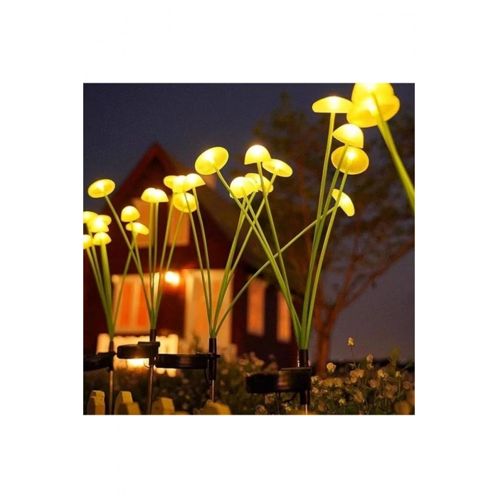 2 Adet Plastik Mantar Solar Bahçe Lambası – Güneş Enerjili LED Dış Mekan Aydınlatma, Otomatik Sensör