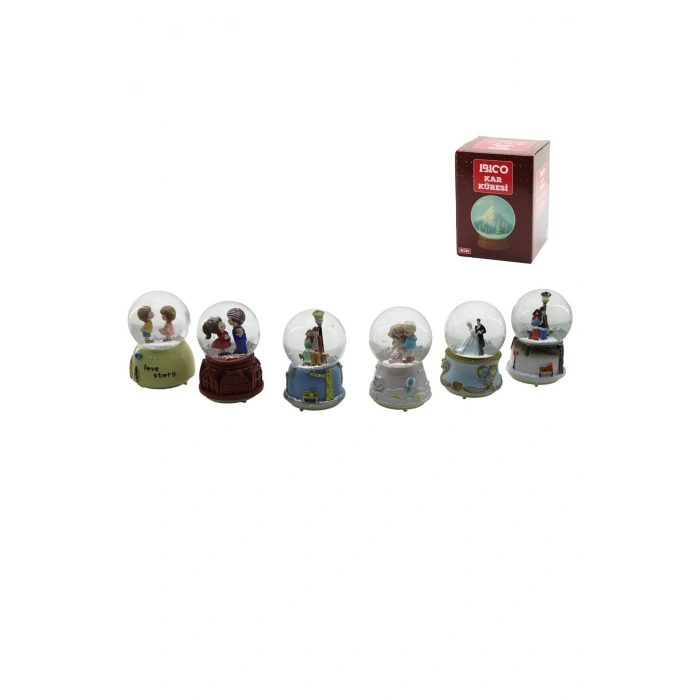 ORTA BOY - 8CM PİLLİ - IŞIKLI MÜZİKLİ KAR KÜRESİ CAM İNSAN FİGÜRLÜ - DESEN MİX RENKLİ HERHANGİ BİR T