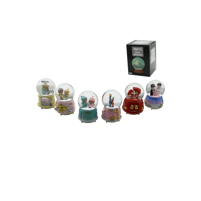 BÜYÜK BOY - 10CM PİLLİ - IŞIKLI MÜZİKLİ KAR KÜRESİ CAM İNSAN FİGÜRLÜ - DESEN MİX RENKLİ HERHANGİ BİR