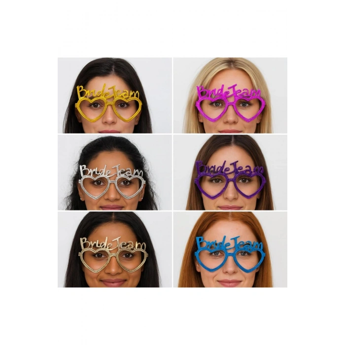 Kalpli Bride Team Gözlük Seti 6 Renk - Kına &amp; Düğün Partileri İçin (5324)