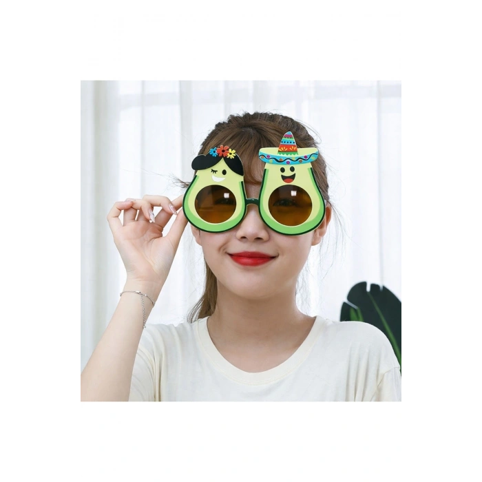 Hawaii Temalı Avokado Gözlük – Kostüm &amp; Parti Gözlüğü (5324)