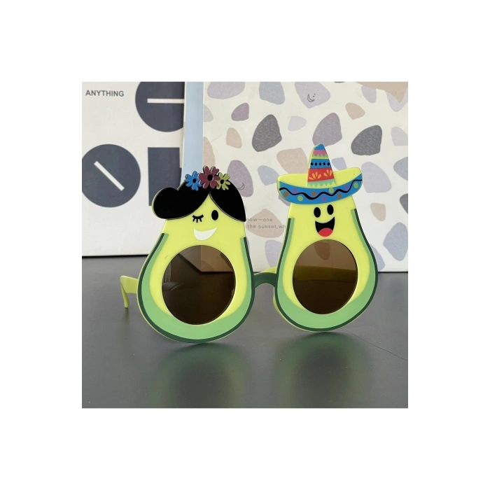 Hawaii Temalı Avokado Gözlük – Kostüm &amp; Parti Gözlüğü (5324)