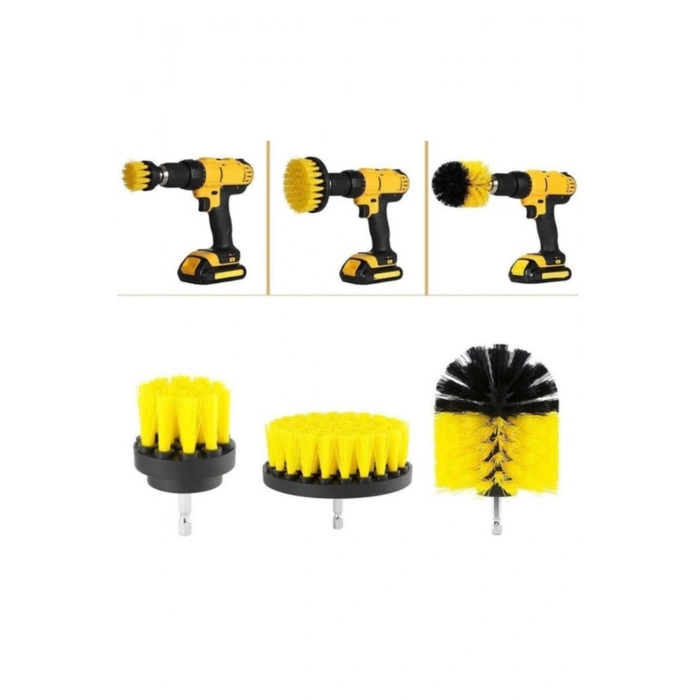 Matkap Ucuna Takılan 3lü Fırça Temizlik Seti