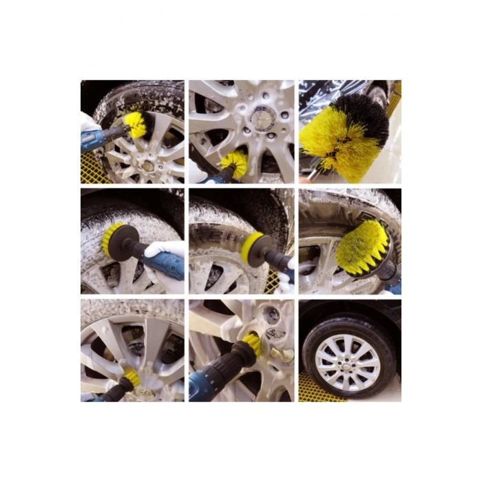 Matkap Ucuna Takılan 3lü Fırça Temizlik Seti