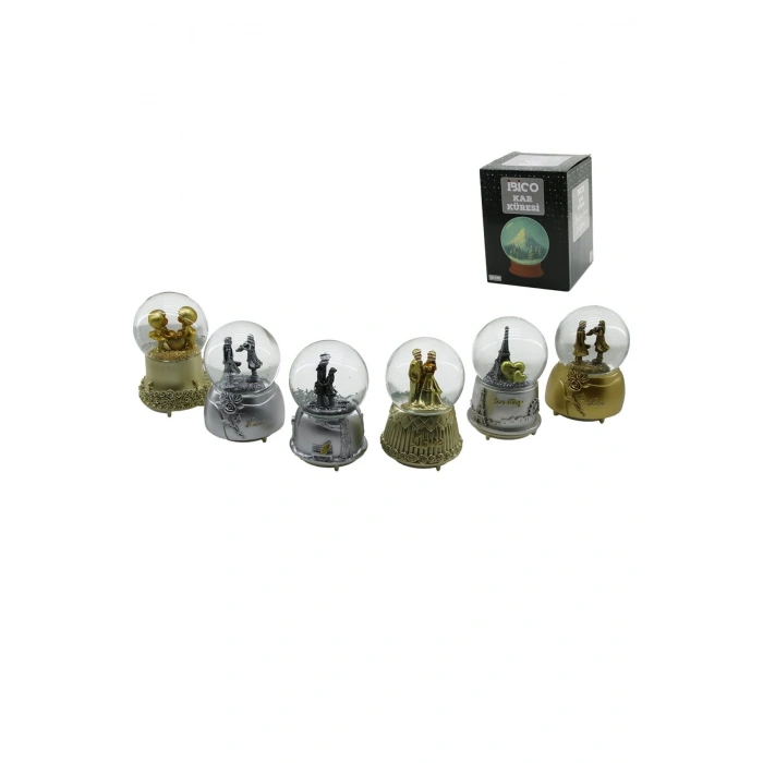 BÜYÜK BOY - 10CM PİLLİ - IŞIKLI MÜZİKLİ KAR KÜRESİ CAM ESKİTME İNSAN FİGÜRLÜ - DESEN MİX RENKLİ HERH