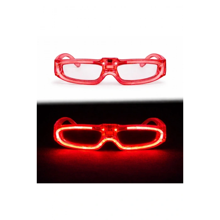 Kırmızı LED Işıklı Parti Gözlüğü 3 Modlu – Glow - Gece Eğlence Gözlüğü (5324)