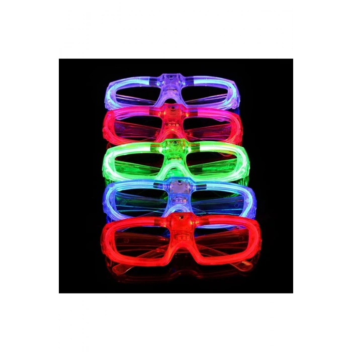 Kırmızı LED Işıklı Parti Gözlüğü 3 Modlu – Glow - Gece Eğlence Gözlüğü (5324)
