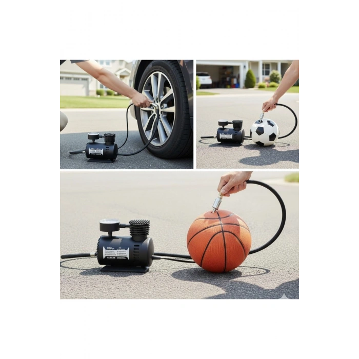 300 PSI Güçlü Taşınabilir Hava Kompresörü–Araba, Motosiklet, Bisiklet ve Top Şişirme İçin Çakmaklıkl