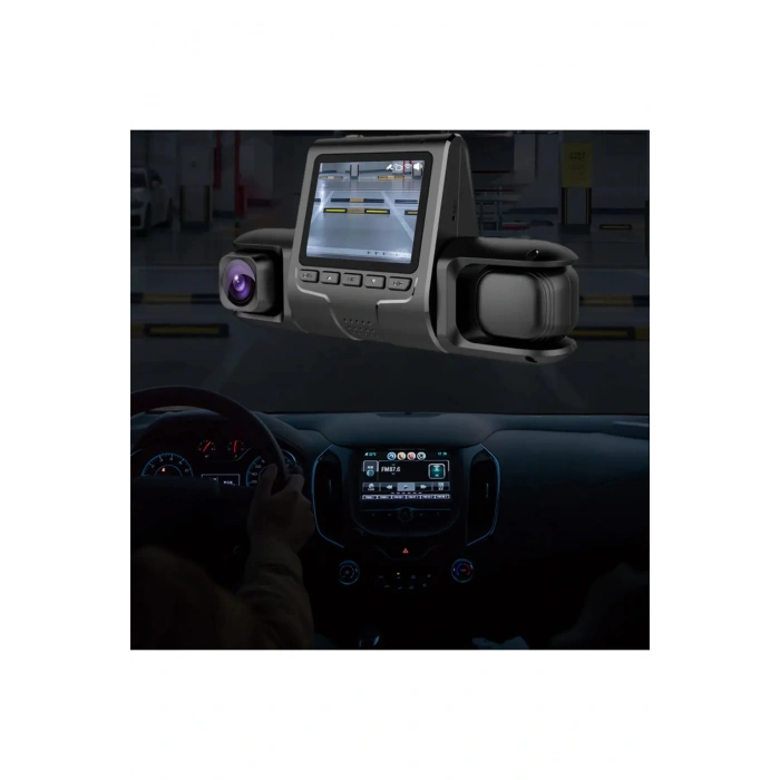 1080P Üçlü Lens Araba Dash Cam Dashcam Ön İç & Arka HD Araba DVR 120 ° Açı Döngü Kaydı Yerçe
