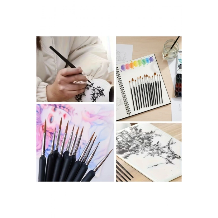 10 Adet Hobi ve Araba Rötüş Fırça Seti – İnce Detay Boyama, Model Yapımı ve Araç Çizik Giderme İçin