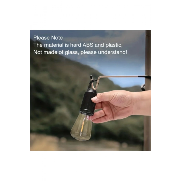 Rustik Taşınabilir Şarjlı Tasarruflu Ampul 10W Led Lamba Type-c Şarj Askılı Asma Aydınlatma T020 (53