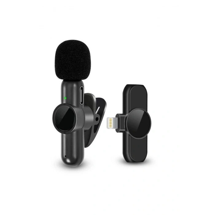 Type C Uyumlu İphone Dönüştürücülü Kablosuz Yaka Mikrofonu Android ve İphone Uyumlu Mini Mikrofon (5