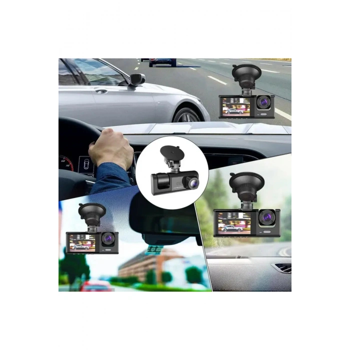 Araç Araba Kamerasi Black Box Traffic Recorder 3 Kameralı (5324)