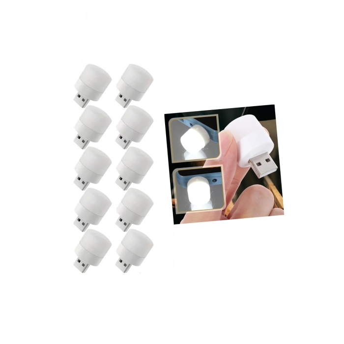 USB Mini Top LED 10’lu Aydınlatma Seti – Beyaz Renkli Gece Lambası, Enerji Tasarruflu Mikro LED Işık