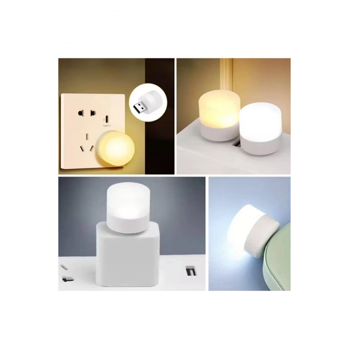 USB Mini Top LED 10’lu Aydınlatma Seti – Beyaz Renkli Gece Lambası, Enerji Tasarruflu Mikro LED Işık