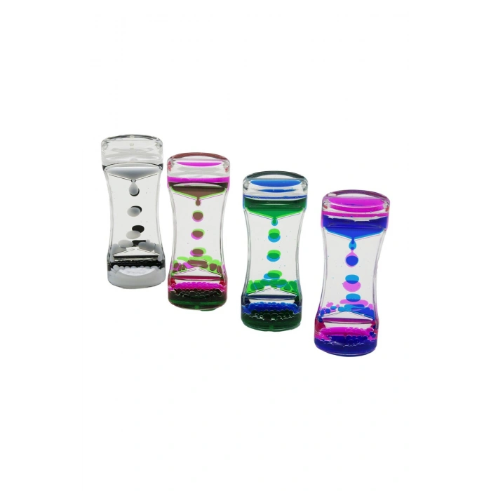 ÇİFT RENK SU ÇİFT KATLI DAR ŞİŞE MODEL SULU KUM SAATİ MİKA AKRİLİK PLASTİK 13.7 X 5.2 X 3.3CM (5324