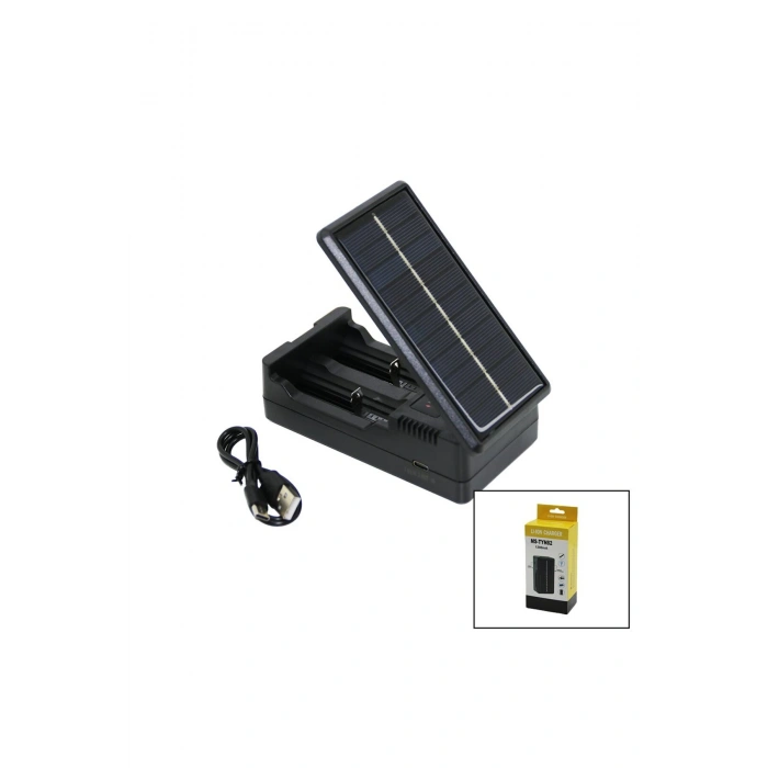 LI-ION CHARGER MS-TYN82 SOLAR - GÜNEŞ ENERJİLİ 2Lİ PİL ŞARJ ALETİ 1200mA (5324)