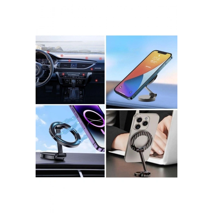 Tüm Telefonlarla Uyumlu Manyetik Araç Telefonu Tutacağı Katlanır 360 Derece Dönen Telefon Standı (53