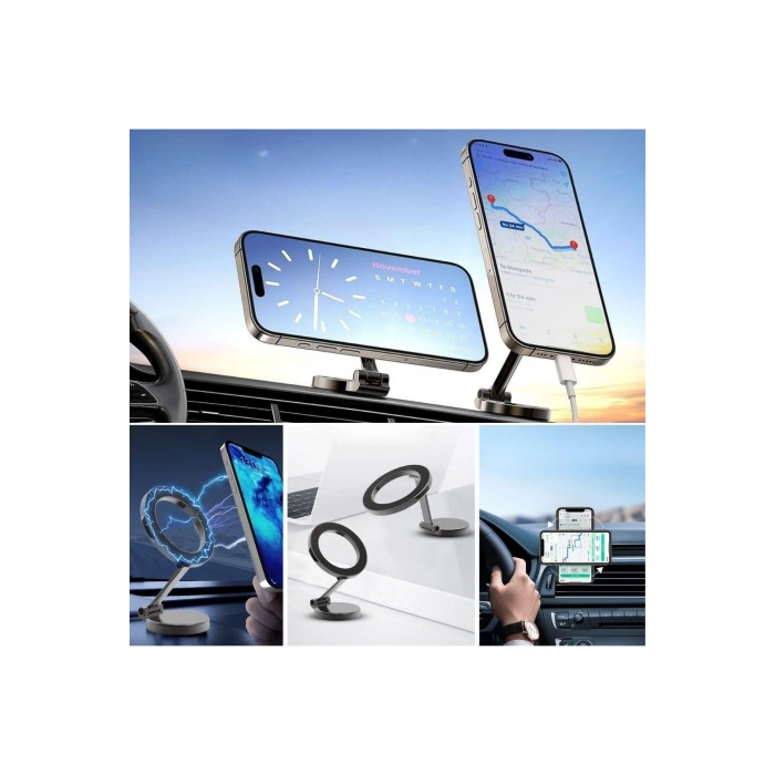 Tüm Telefonlarla Uyumlu Manyetik Araç Telefonu Tutacağı Katlanır 360 Derece Dönen Telefon Standı (53