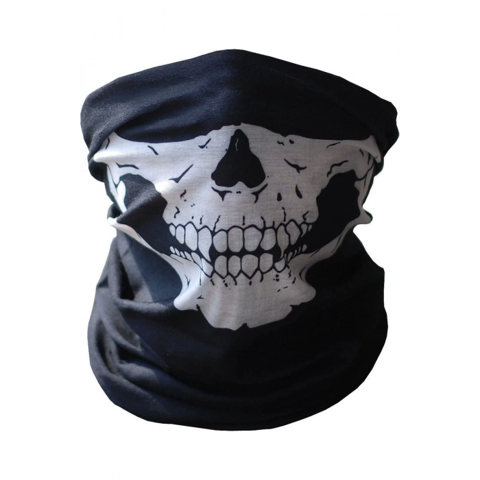 Siyah Renk Dikişsiz Çok Fonksiyonlu Çene Kafatası Yüz Maskesi Baf Buff Bandana Boyunluk Bileklik (53