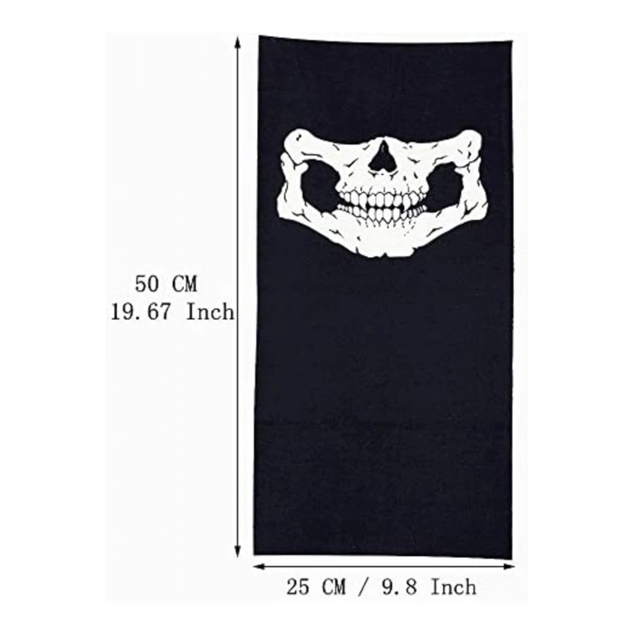 Siyah Renk Dikişsiz Çok Fonksiyonlu Çene Kafatası Yüz Maskesi Baf Buff Bandana Boyunluk Bileklik (53