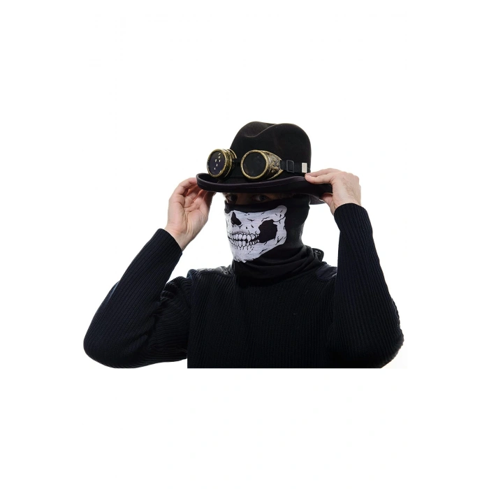 Siyah Renk Dikişsiz Çok Fonksiyonlu Çene Kafatası Yüz Maskesi Baf Buff Bandana Boyunluk Bileklik (53