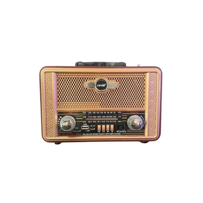 Retro, Nostaljik, Ahşap Tasarım Bluetooth Hoparlörlü, Şarjlı, Taşınabilir Otantik Tasarımlı FM/AM De