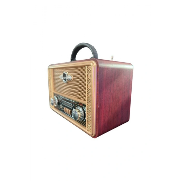 Retro, Nostaljik, Ahşap Tasarım Bluetooth Hoparlörlü, Şarjlı, Taşınabilir Otantik Tasarımlı FM/AM De