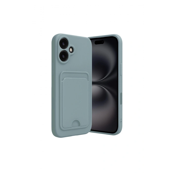 İphone 16 Kılıf Kelvin Kartvizitli Silikon - Açık Yeşil