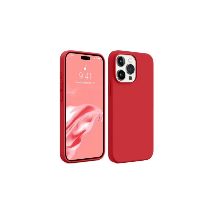 İphone 15 Pro Max Kıl��f First Silikon - Kırmızı