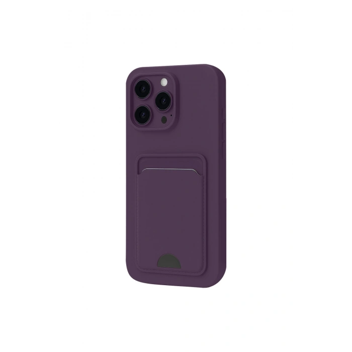 İphone 16 Plus Kılıf Kelvin Kartvizitli Silikon - Derin Mor