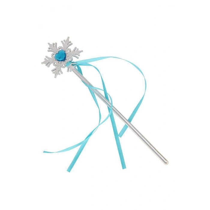 Kar Taneli Mavi Kalp Taşl�� Saten Kurdeleli Karlar Ülkesi Elsa Asası Sopası 34 Cm