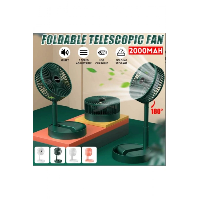 Katlanır Teleskopik Zemin Fanı Yaz Sessiz Öğrenci Masaüstü Fan Usb Şarj Edilebilir Taşınabilir Ev Mi