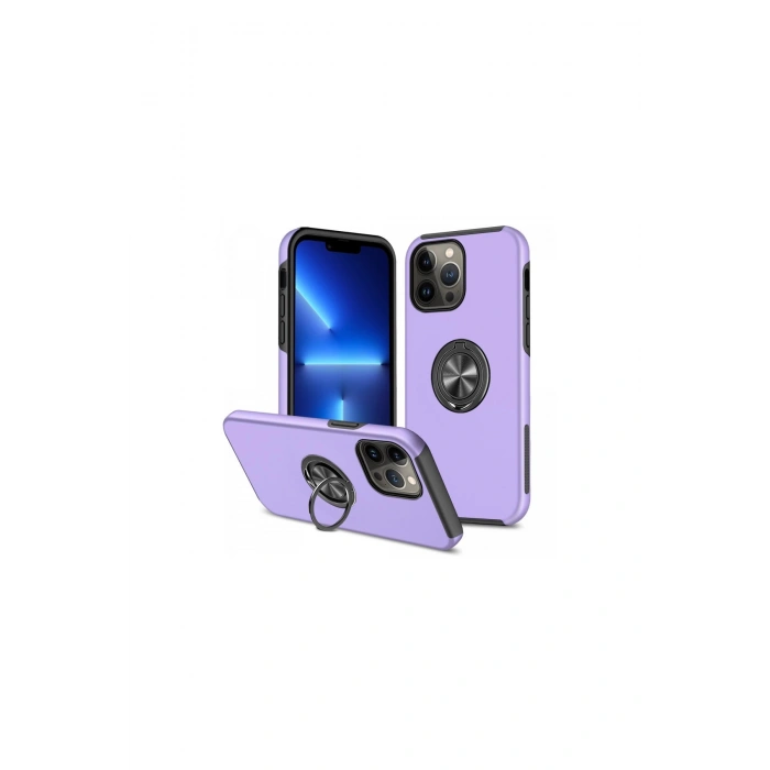İphone 13 Pro Kılıf Elit Yüzüklü Kapak - Mor