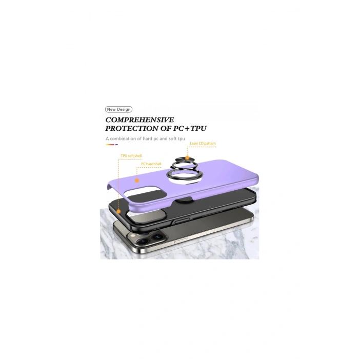 İphone 13 Pro Kılıf Elit Yüzüklü Kapak - Mor