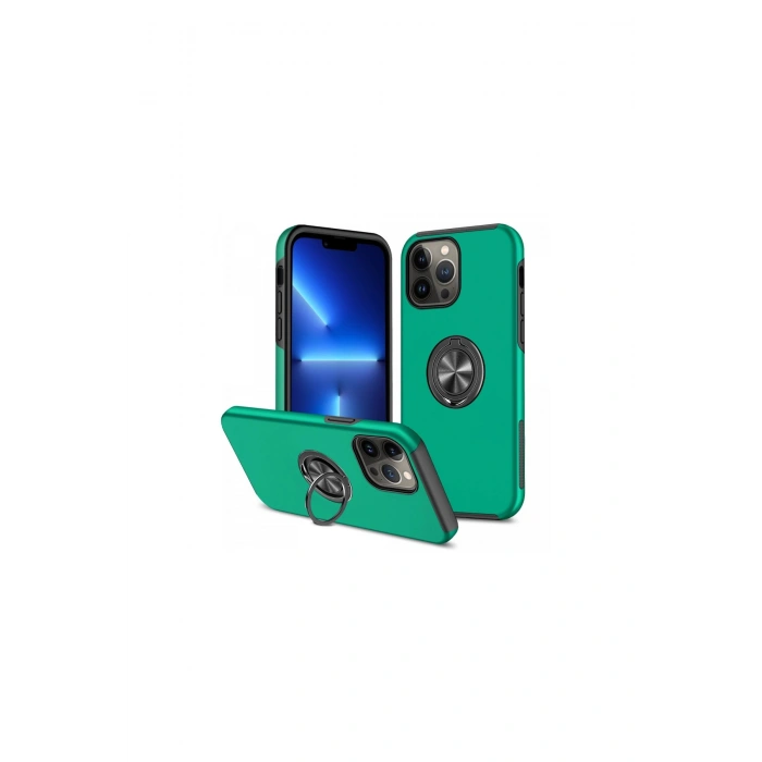 İphone 13 Pro Max Kılıf Elit Yüzüklü Kapak - Yeşil