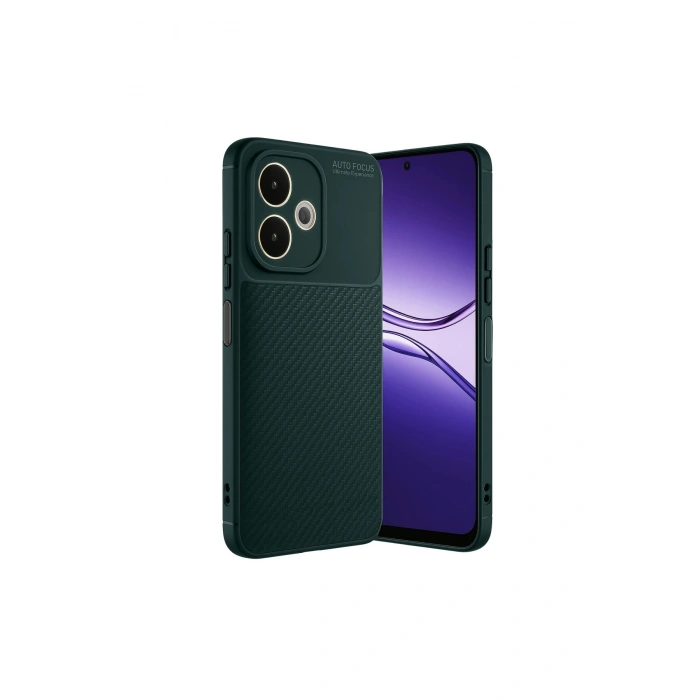 Oppo A5 Pro 4g Kılıf Auto Focus Karbon Kapak - Koyu Yeşil