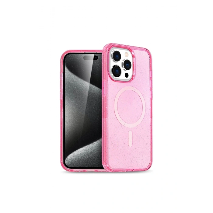 İphone 15 Pro Kılıf Magsafe Kapak - Pembe