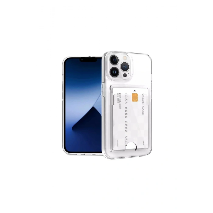 İphone 13 Pro Kılıf Kart Şeffaf Silikon - Şeffaf