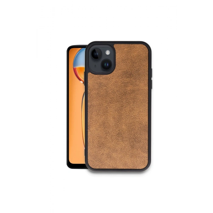 İphone 15 Kılıf Aras Deri Kapak - Taba