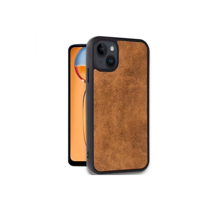 İphone 15 Kılıf Aras Deri Kapak - Taba