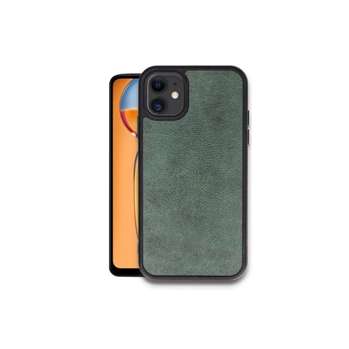 İphone 11 Kılıf Aras Deri Kapak - Koyu Yeşil